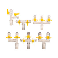 Vanne en T en laiton sur mesure 1/2'' - Vanne à boisseau sphérique déviateur d'eau 2 voies avec filetage mâle/femelle