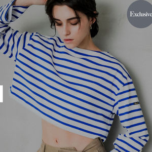 T-shirt classica a girocollo da <span class=keywords><strong>donna</strong></span> a righe nuova in cotone poliestere Casual con stampa larga con Logo in maglia a molla - Product Image 1