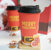 2026 nouvel an joyeux noël double paroi café vin et whisky gobelets en papier jetables avec couvercle Logo personnalisé de qualité alimentaire