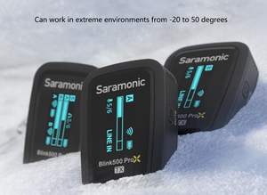 Saramonic ไมโครโฟนลาวาเลียร์ไร้สาย Blink500 ProX,ไมค์คอปกคู่แบบชาร์จได้สำหรับการบันทึกกล้องโทรศัพท์มือถือ - Product Image 3
