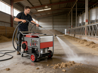 Nettoyeur à vapeur à eau chaude diesel VETEX Min 200Bar Ar Pump 10 HP, nettoyeur haute pression à jet d'eau chaude pour les installations agricoles