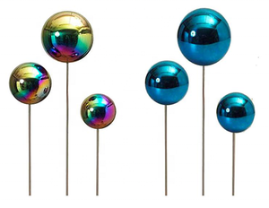 Boule en acier inoxydable de taille personnalisée, miroir de couleur, boule en acier métallique, ornement de jardin, boule décorative avec bâton, vente en gros - Product Image 1