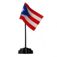 Drapeau de table personnalisé imprimé en gros 10x15cm Porto Rico avec support en plastique pour décoration de bureau et de conférence