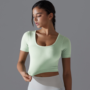Hauts pour femmes séchage rapide respirant course sport t-shirts à manches courtes <span class=keywords><strong>haut</strong></span> <span class=keywords><strong>de</strong></span> fitness hauts <span class=keywords><strong>de</strong></span> yoga pour les femmes - Product Image 6