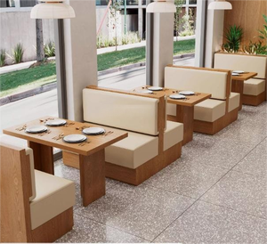 Ensemble table et chaises de stand commercial sur mesure en usine, meubles de salle à manger en bois massif, stand d'angle avec rembourrage pour restaurants/café - Product Image 6
