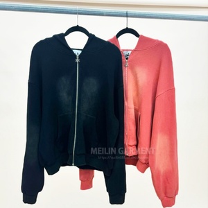 Custom Waffle Texture Knit Vintage Sun Faded Hoodie for <b>Men</b> <b>Jackets</b> <b>Pullover</b> Zip up Waffle Hoodies for <b>Men</b> - Product Image 2