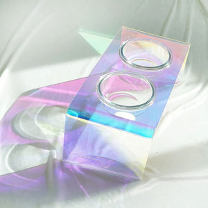 Holografik akrilik köpek kase ekran standı için özel akrilik hayvan mama kabı standı akrilik Pet besleyici ev - Product Image 2