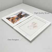 Cadre photo commémoratif pour animaux de compagnie en bois, design classique transfrontalier, avec support pliable pour empreintes de pattes et de mains