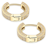 Boucles d'oreilles créoles anti-ternissement en argent sterling 925 serties de zircons cubiques – Bijoux hip-hop de luxe en zircone cubique AAA, vente en gros