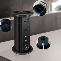 Interrupteur USB motorisé pour table de cuisine, prise escamotable dissimulée, 4 prises AC en aluminium, prend en charge les normes de prise CN et US pour les hôpitaux