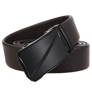 <span class=keywords><strong>Ceinture</strong></span> en cuir automatique pour homme avec boucle à cliquet géométrique à motif filigrané en cuir de vachette - Product Image 4
