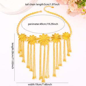 Collier pour femme YIYI, série luxe, style Dubaï, plaqué or, chaîne à maillons, cristal et strass, bijoux de fête de mariage - Product Image 3