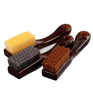 Antique Brush Set With Nylon Bristles And <b>Sponge</b> For Home Cleaning Portable Checkerboard Design Wood Color <b>Handle</b> - Product Image 1