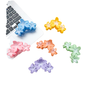 Pinces à cheveux fleuries colorées pour femmes, pinces vintage en forme d'œuf et pinces requin latérales, jolies épingles à cheveux fleuries en plastique - Product Image 2