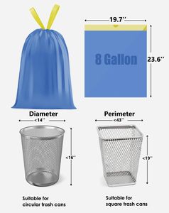 Huamaohengchun8-Gallon Trash Cans, Drawstring <b>Kitchen</b> Garbage Bags Blue 10 Count Bags - Product Image 5