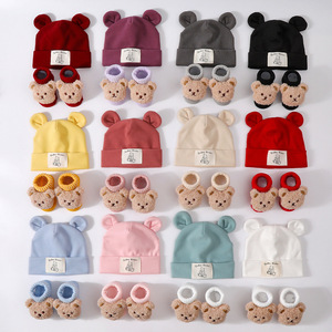 Conjunto de Gorro de Orejas de Conejo de Algodón Transpirable 2025 y Calcetines Tejidos con Toalla para la Cabeza para Recién Nacidos, <span class=keywords><strong>Verano</strong></span>, Encantador - Product Image 1