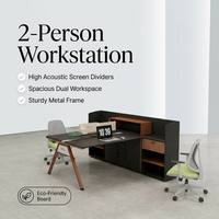 Poste de travail de direction compact en bois durable avec cloison double moderne pour deux personnes - Vente en gros