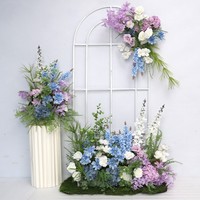 Dekorasi Jendela Pusat Perbelanjaan, Tempat Pernikahan, Lanskap Bunga Buatan Ungu Monet Garden, Bahan Plastik, Gaya Elegan