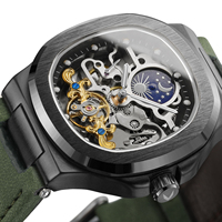 Forsining Fabrik Skrox Marke Neues Design Uhr mit Lederarmband Mondphasenanzeige Luxuriöse Automatische Mechanische Herren-Armbanduhren