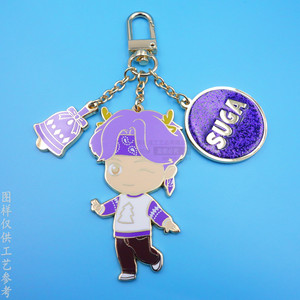 <b>Custom</b> Made Enamel Zinc Alloy Cartoon Character Keychain <b>Doll</b> Shape Gold Color Carabiner Metal Handmade Gift - Product Image 3