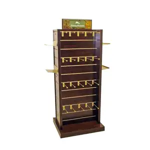 Wooden Display Hot Selling Modern Wooden Wine Display Shelf Floor Stand And Rack Customized Logos For Store Display Stands