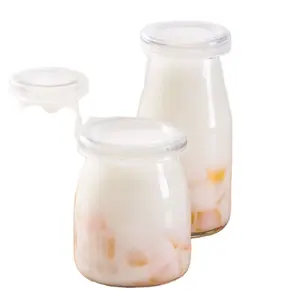 Üreticileri toptan küçük puding süt şişesi yüksek sıcaklık 100 ml 150 ml 200 ml gurt bardağı ahşap pişirme cam şişe