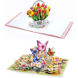 Tarjeta de Felicitación Pop-up con Diseño de Tulipán y Margarita, Impresa en 4 Colores, para el Día de la Madre, Papel 3D con Corte Irregular - Product Image 6