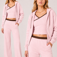 Sweat-shirts à fermeture éclair intégrale en tissu recyclé, couleurs contrastées, vêtements de sport pour femmes, vêtements de loisirs, vêtements de fitness, tenues de sport décontractées