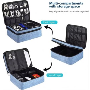 Sac de rangement pour câbles BSCI FactoryCable pour cordon, chargeur, batterie externe, clé USB, téléphone, iPad Mini, carte SD, tablette, noir - Product Image 5
