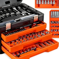 Ensemble de clés à douilles mécaniques de 320 pièces, jeu d'outils à cliquet de 1/4, 3/8, 1/2 pouce avec tiroirs et coffret roulant pour l'entretien