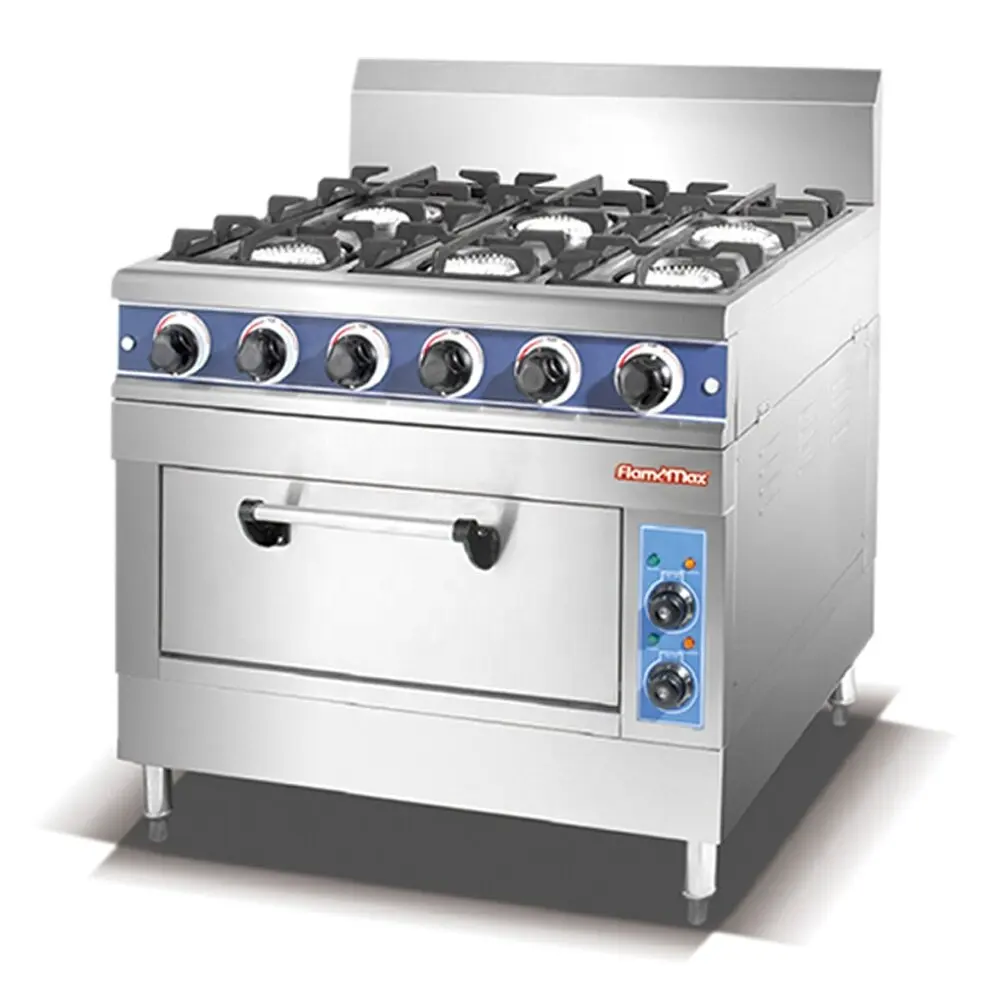 6 Burner Commercial Cooking Equipment Gas Range Cooker Kitchen Gas Range with Gas Oven