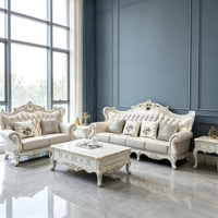Europäisches Klassisches Geschnitztes Leder-Sofa-Set Luxus-Villa Wohnzimmer Massivholzrahmen-Sofa Wohnmöbel