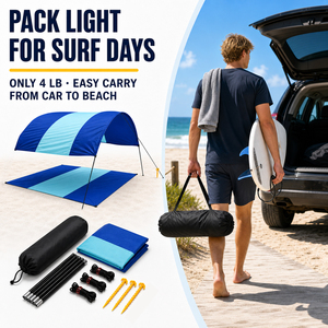 Auvent de plage à énergie éolienne de 150 pieds carrés, complet avec poteaux en aluminium, ancres de sable, cordes d'arrimage et protection solaire UPF 50+ - Product Image 6