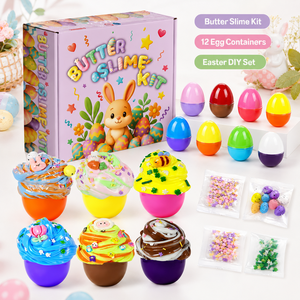 ชุดทำสไลม์เนยสำหรับเทศกาลอีสเตอร์แบบขายส่ง 12 กล่องใส่ไข่ 6 แบบ DIY เนื้อนุ่ม ยืดหยุ่น ปลอดสารพิษ ของขวัญวันหยุดสำหรับเด็ก รับผลิตแบบ OEM - Product Image 1