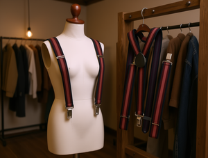 Bretelle a Righe Spesse Larghe 2,5 Cm con Fibbia in Lega, Accessorio Moda Uomo - Product Image 2