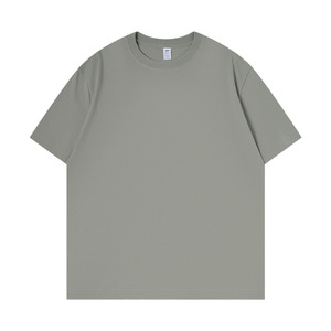 <span class=keywords><strong>Camisa</strong></span> base de algodón puro pesado de 230g de punto de <span class=keywords><strong>manga</strong></span> <span class=keywords><strong>corta</strong></span> para <span class=keywords><strong>hombre</strong></span> de moda Casual sólido versátil cuello suelto para verano - Product Image 2