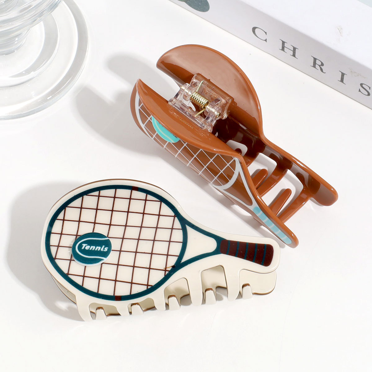Rhinestone tennis racket and ball metal hair clip ￼ Marshalls Hair Accessory Haul: Cute Claw Clips & Trendy Finds! main image 4