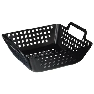 Hot Selling Vegetable Drain Basket No-Stick BBQ Grill Plate With Handle
