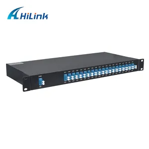 Hilink Kualitas Tinggi 40CH AAWG DWDM MUX/DEMUX C21-C60 Serat Tunggal LC/UPC Connector 19'IU Rack Mount