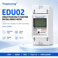 Tepsung EDU02 Meter Energi Digital kWh Satu Fasa Kelas 1.0 Arus Maksimum 80A Layar LCD Backlight Multi-Display Desain Kompak untuk