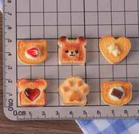 Breloques miniatures pour maison de poupée, breloques plates en résine en forme de pain et chocolat, figurines miniatures d'ours mignons, accessoires pour la création d'ornements domestiques