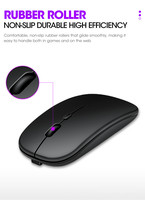 Penjualan Panas Mouse Nirkabel Berkualitas Tinggi 2.4G BT Tipis dengan Pengisian Daya Nirkabel Lampu LED Mouse Game Komputer Mode Ganda Nirkabel