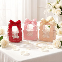 Boîte cadeau réutilisable en papier écologique avec poignée en ruban, emballage de bonbons floraux pour la décoration de table de mariage