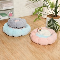 Lit pour chien et chat en peluche rond à motif floral, neuf, vente en gros d'usine, mignon, doux, confortable, respirant, pour usage intérieur, garde les chiens au chaud, lit pour animaux de compagnie en peluche