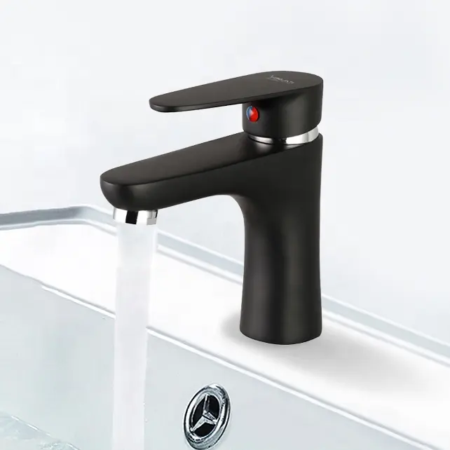 ITMLOMIX Cheap Price Hot Cold Water Taps Single Handle Bathroom Sink Wash Black Basin Faucet Mixer