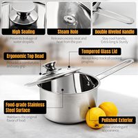 Ensemble de casseroles et poêles en acier inoxydable, batterie de cuisine à induction 6 pièces, fonctionne avec des tables de cuisson à induction/électriques et à gaz,