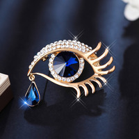 Nouvelle Broche Tendance en Strass pour les Yeux, Larmes d'Ange, Broche en Cristal Bleu