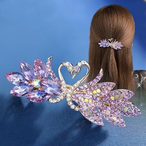 Nouveau design strass arc barrette à cheveux mode coréenne femmes dos tête haut pince gracieux cygne printemps pince à cheveux - Product Image 1