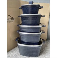 Ensemble complet de 10 ustensiles de cuisine carrés avec base à chauffage rapide, casseroles de 20-32 cm, faitouts familiaux et faitout peu profond de 28 cm, approvisionnement en gros
