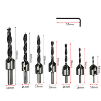 OEM 7 pièces Forets à chanfreiner et à aléser pour le travail du bois, à trois pointes, avec guide pour machine à chanfreiner
